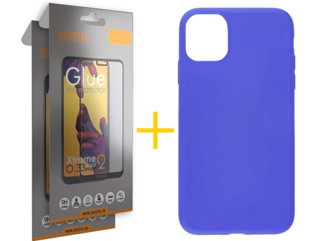 Carcasa + 2 Protectores de Pantalla para iPhone 11 Pro Max ACCETEL Azul