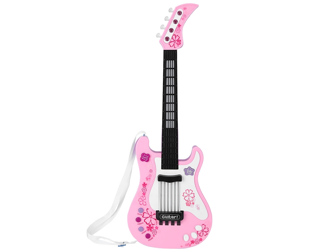 GIGIKILL Brinquedo Multifuncional Baixo Elétrico Para Crianças Instrumento Musical Leve Em Rosa