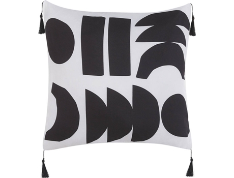 Conjunto de 2 cojines de poliéster blanco/negro 45 x 45 cm BELIANI Liriope