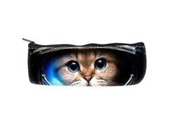 Estuche para lápices con diseño de gato astronauta, bolsa organizadora con cremallera Chennnls