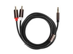 Cabo De Áudio 3.5mm Macho Para 2rca 2m Com Conector Dourado 24k Para Celular, Notebook E Alto-falante