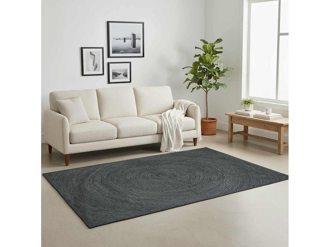 Alfombras De Área Rectangular Gris Oscuro 160 X 230 Cm Yute