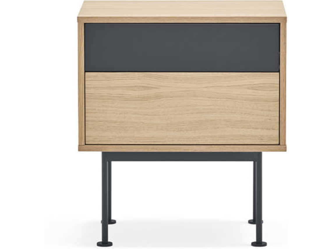 Mesita de Noche BAZAR MONDIALE Yoko (Gris - MDF y Metal - 52x35x54 cm)