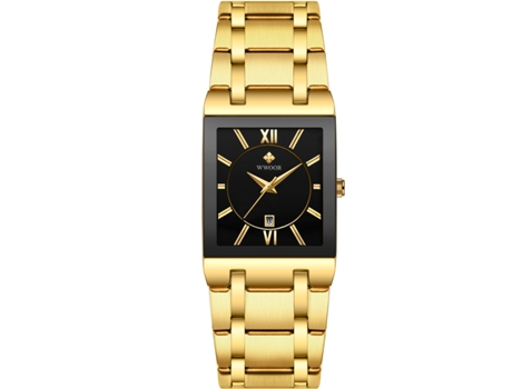 Relojes para Hombre, Reloj con Correa de Acero Inoxidable para Relojes de Pulsera con Calendario Resistentes al Agua-Concha Dorada Negra LUUCOZK