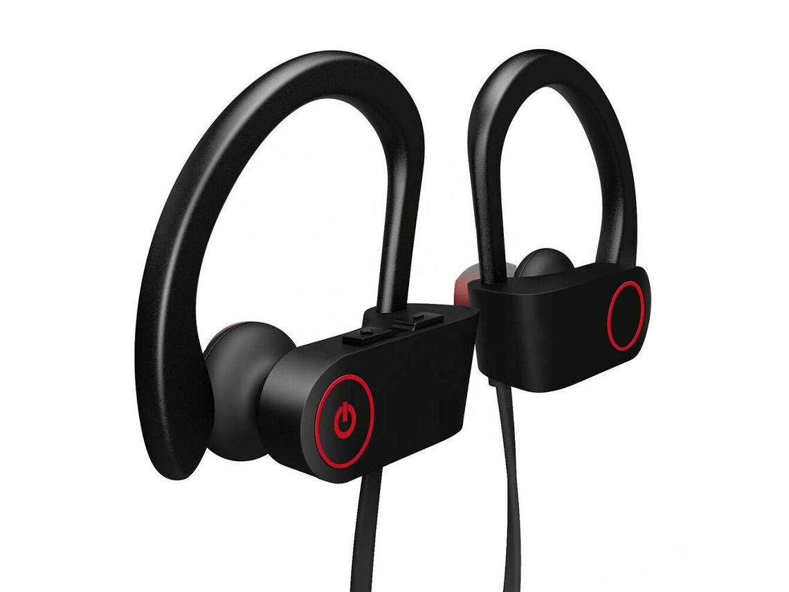 Auriculares inalámbricos Bluetooth 5.0 resistentes al agua con banda magnética para el cuello y control de volumen Mdug (negro)