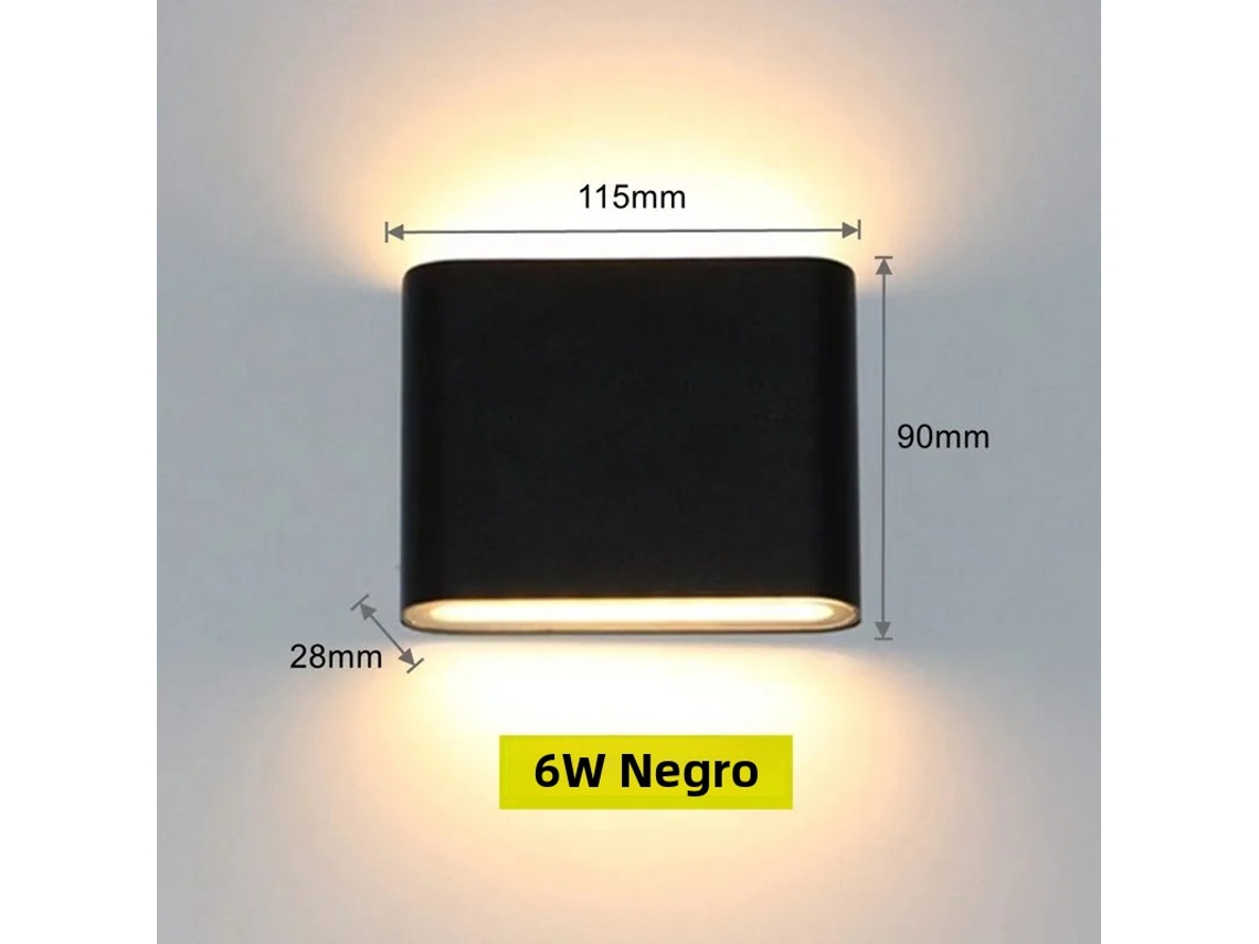 Aplique De Pared Led Impermeable, Estilo Moderno, Aluminio, Blanco Frío, 6 W, Negro