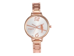 Reloj De Pulsera Zhoulianfa Para Mujer, De Acero, Con Esfera Redonda Y Diseño De Pájaros, De Cuarzo, Color Oro Rosa.