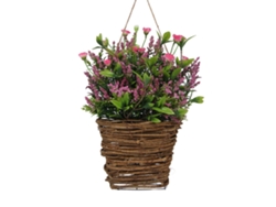 Cesta decorativa para puerta con flores silvestres artificiales
