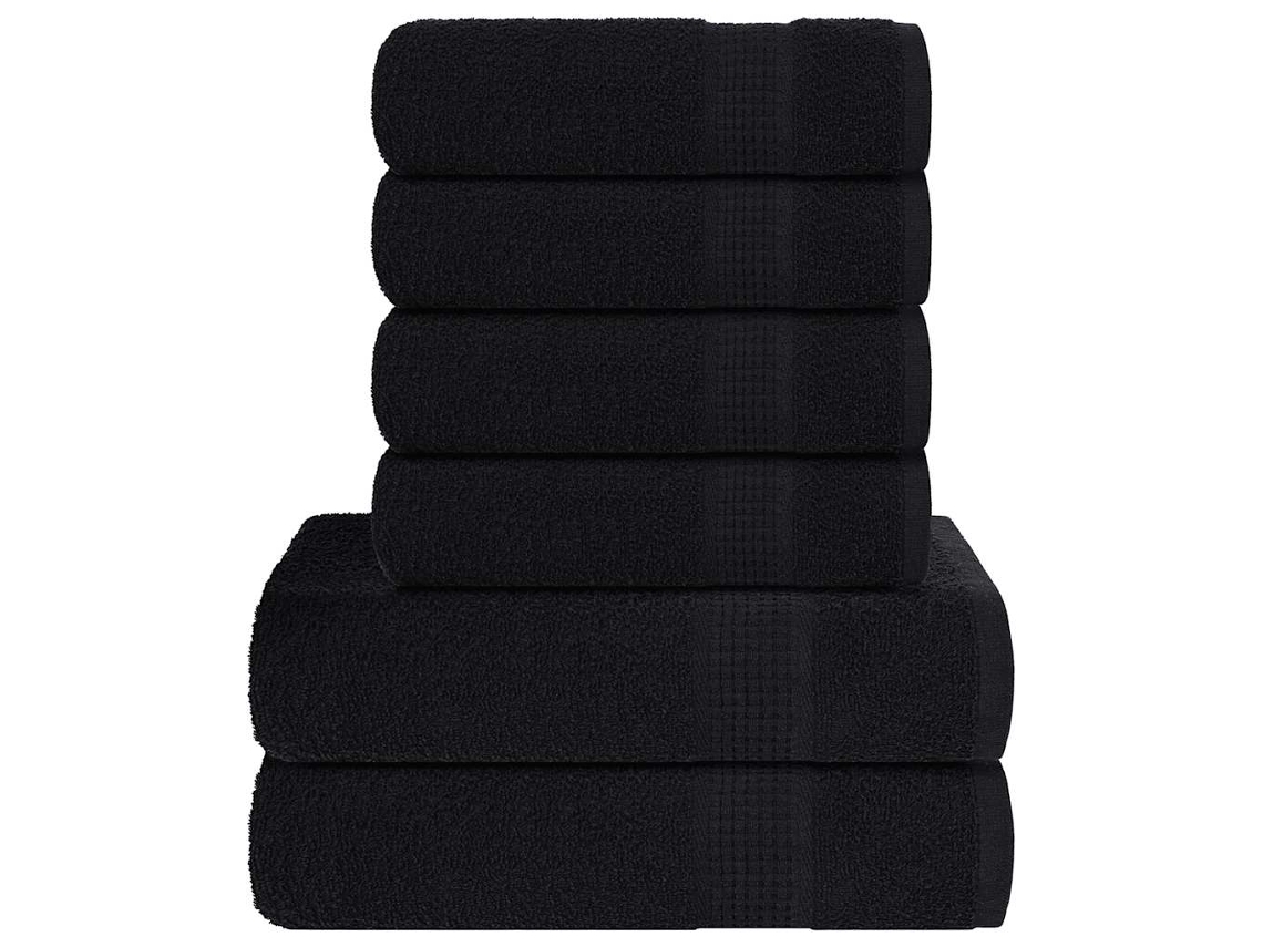 Juego De Toallas 6 Piezas 100 Algodón Negro 360 Gsm Wsd817073