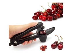 Herramienta Linjou para quitar huesos de cereza, frutas y aceitunas para uso en la cocina (negra)