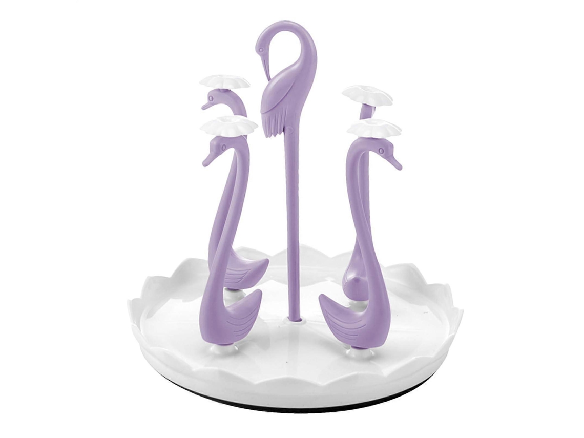 Escurridor de botellas con forma de cisne para encimera y fregadero, elegante y compacto para la cocina, con capacidad para 4 tazas.