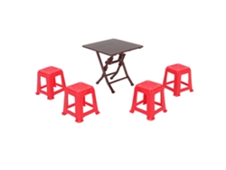 Accesorios Para Casa De Muñecas: Mesa Plegable Y Bancos En Miniatura A Escala 1:12. Modelo De Muebles De Plástico.
