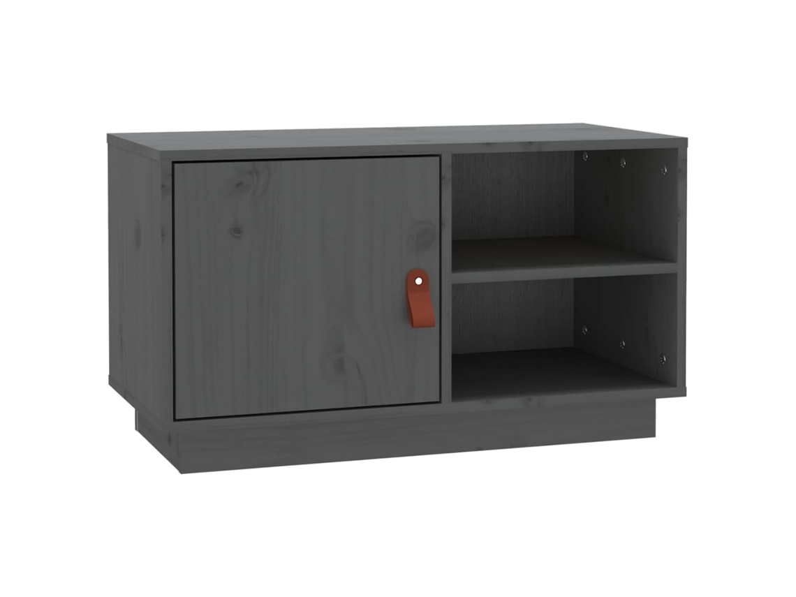 Maison Exclusive - Mueble De Tv De Madera Maciza De Pino Gris 70x34x40 Cm