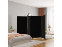 Biombo Divisor De 4 Paneles De Tela Negro 346x180 Cm