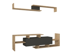 Mesa Para Tv Liksefte Com Prateleira De Parede 154x28x42 Cm Carvalho Safira/preto [EN.CASA]