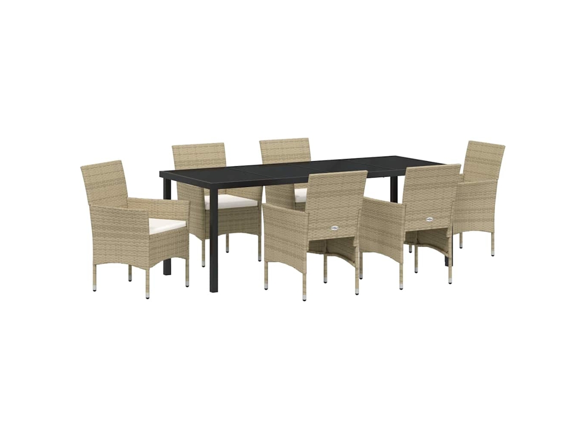 Maison Exclusive - Conjunto De Comedor De Jardín 7 Pcs Beige Ratán Sintético