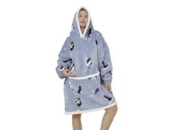 Bata Estilo Sudadera Y Manta De Felpa Extrasuave. Bolsillo Frontal Tipo Canguro. Diseño Bulldogs