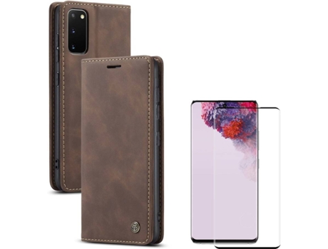 Carcasa y Protector Samsung S20 Livro Caseme Elite Marrón