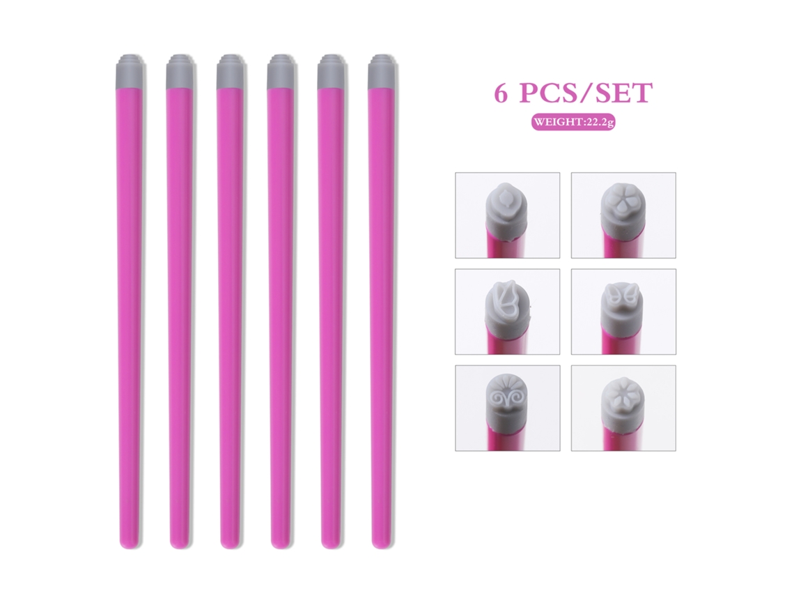 Bolígrafo de transferencia para uñas DIY con punta de silicona en forma de mariposa y flor - Paquete de 6 bolígrafos para estampar uñas Yunzii