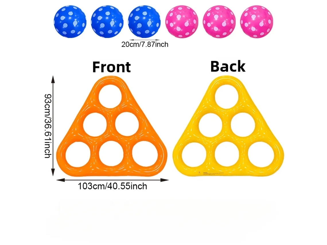 Juego Inflable de Tres en Raya para Piscina, Grande y Flotante con 6 Piezas, Interactivo para Niños y Adultos Czhhmart Naranja