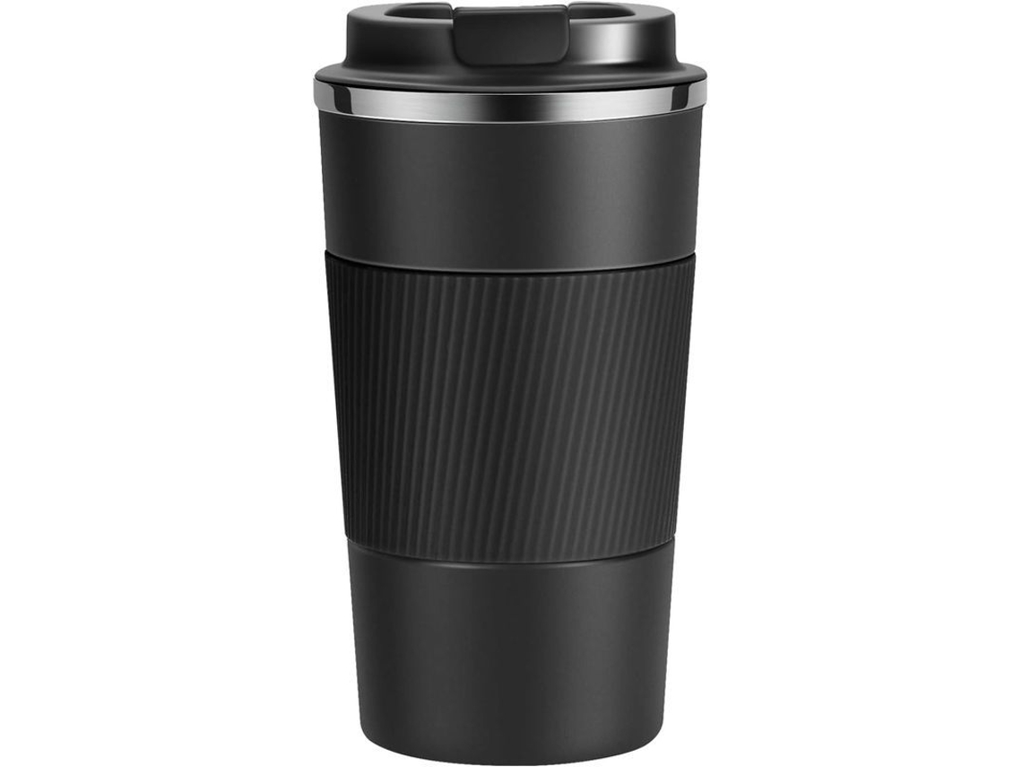 Taza Térmica De Acero Inoxidable De 510 Ml/18 Oz Con Aislamiento Al Vacío Para Bebidas Frías/calientes, Color Negro.