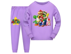 2026-pijamas Niños Niñas 7-14 Años Super Mario Manga Larga Camiseta Y Pantalones Conjunto De Pijama Regalo