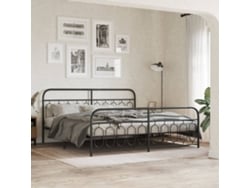 Estructura Cama Sin Colchón Con Estribo Metal Negro 200x200 Cm