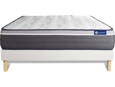 Conjunto de Somier Blanco + Colchón ACTISOM Actiflex Plus (150x190 cm - Muelles Ensacados)