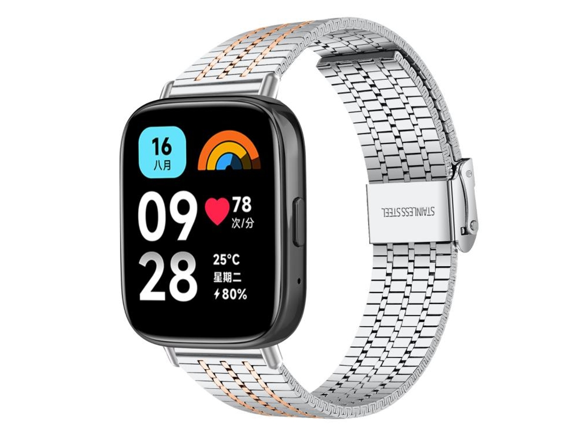 Pulsera para Redmi Watch 3 Active / Lite - Acero inoxidable - Hebilla de siete cuentas