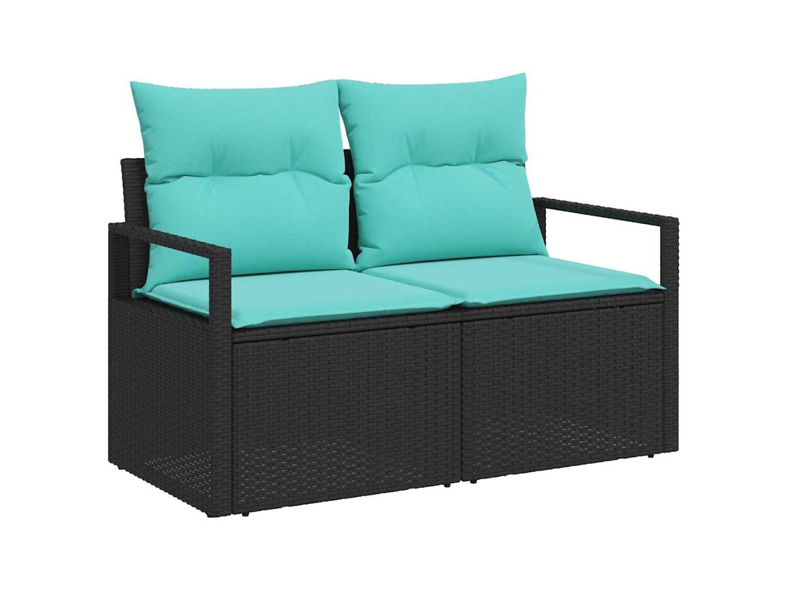 Maison Exclusive - Conjunto De Sofá De Jardín 9 Pcs Negro Y Verde Azulado