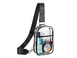Bolso transparente de PVC para llevar en el pecho, al hombro o cruzado. Correa de hombro negra. 20*14*5cm YUNZII