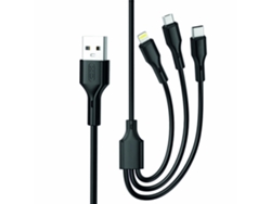 Cable USB-A macho para MicroUSB/Lightning/USB-C 100W 1m Xo