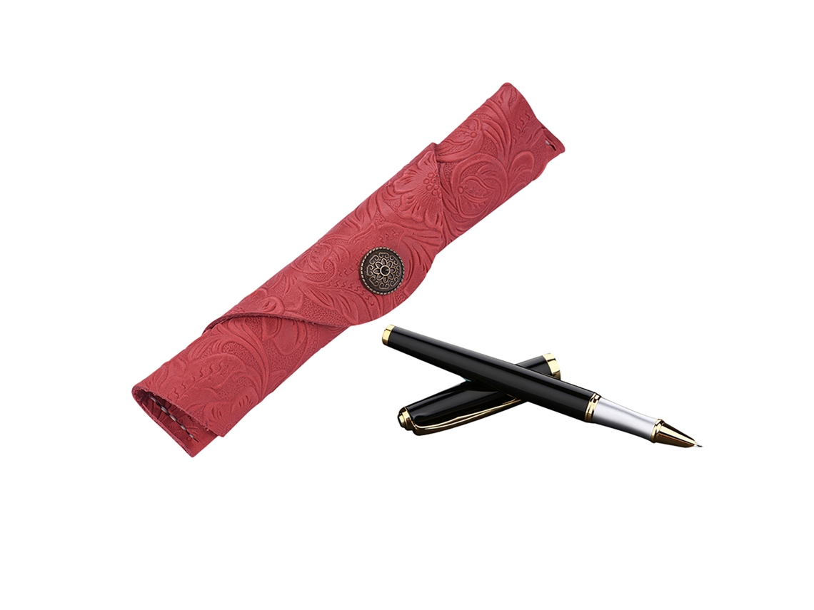 Estuche Para Bolígrafo De Cuero Antiguo Hecho A Mano Para Un Solo Bolígrafo, Estilo Vintage, 7*1.2 Pulgadas