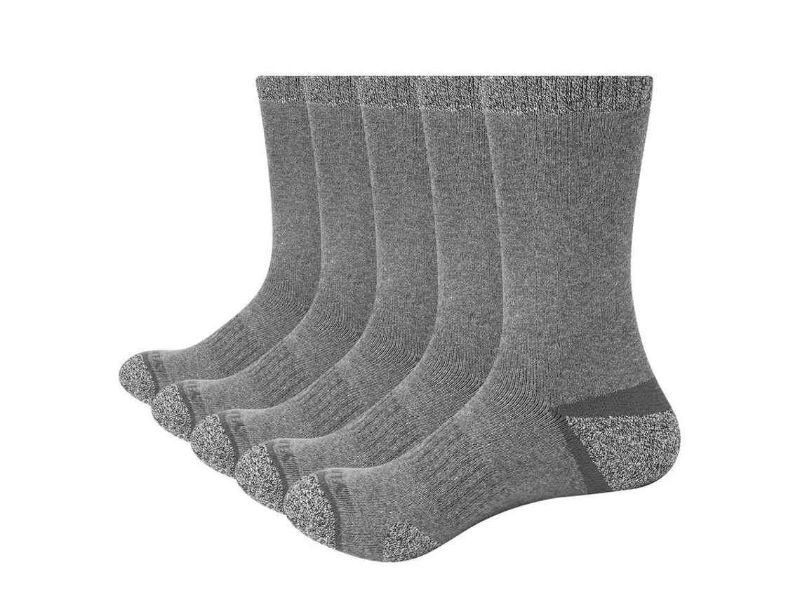 2026-calcetas De Caminata Para Hombre Linjou 5 Pares Gris Suaves Algodón Absorbente Antideslizantes