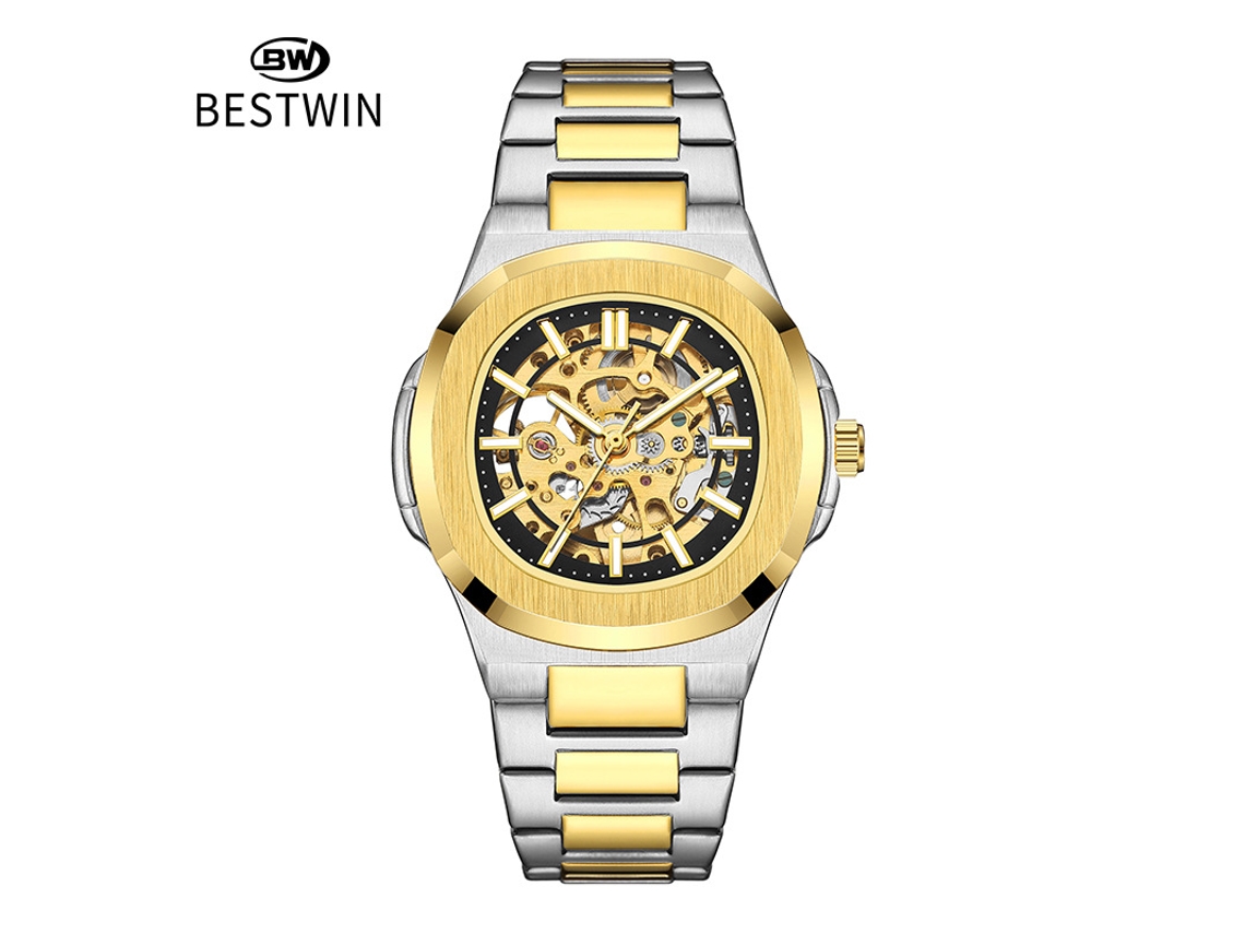 Reloj Mecánico Luminoso Esqueletizado De Doble Cara Para Hombre (negro)