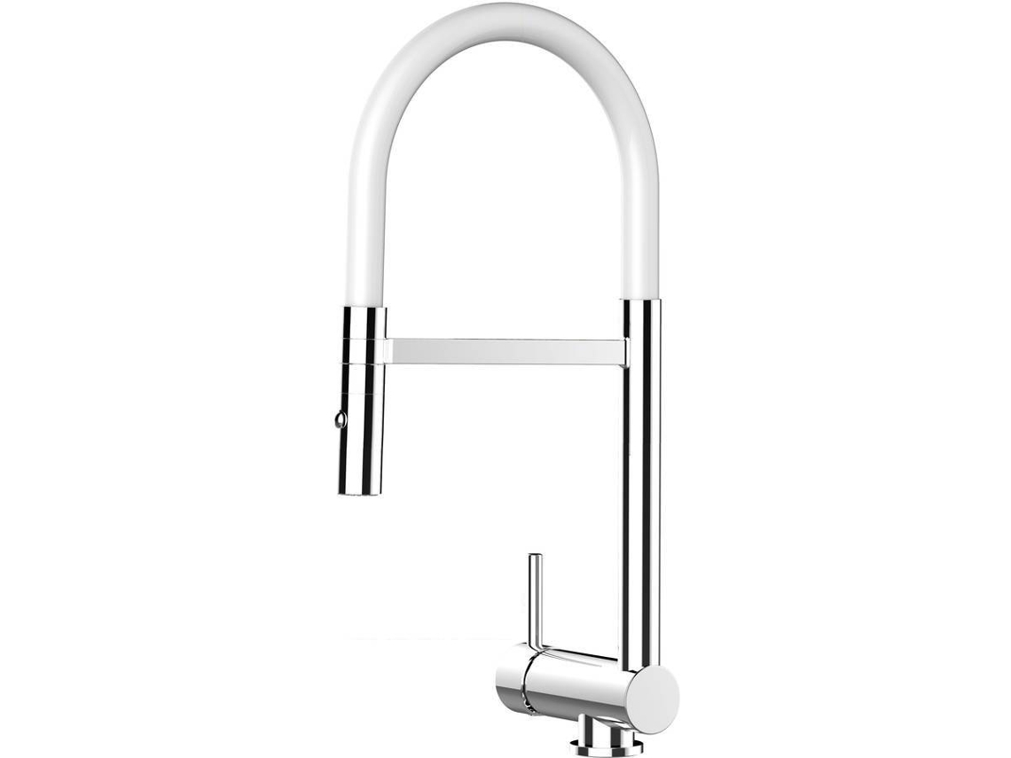 Grifo de Cocina VIZIO Plegable Hasta 60 Mm Tubo Giratoria 360° Cromado  Blanco (Latón)