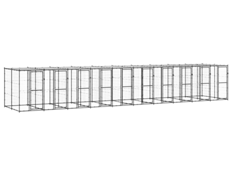 vidaXL Perrera de exterior de acero con techo 24,2 m²