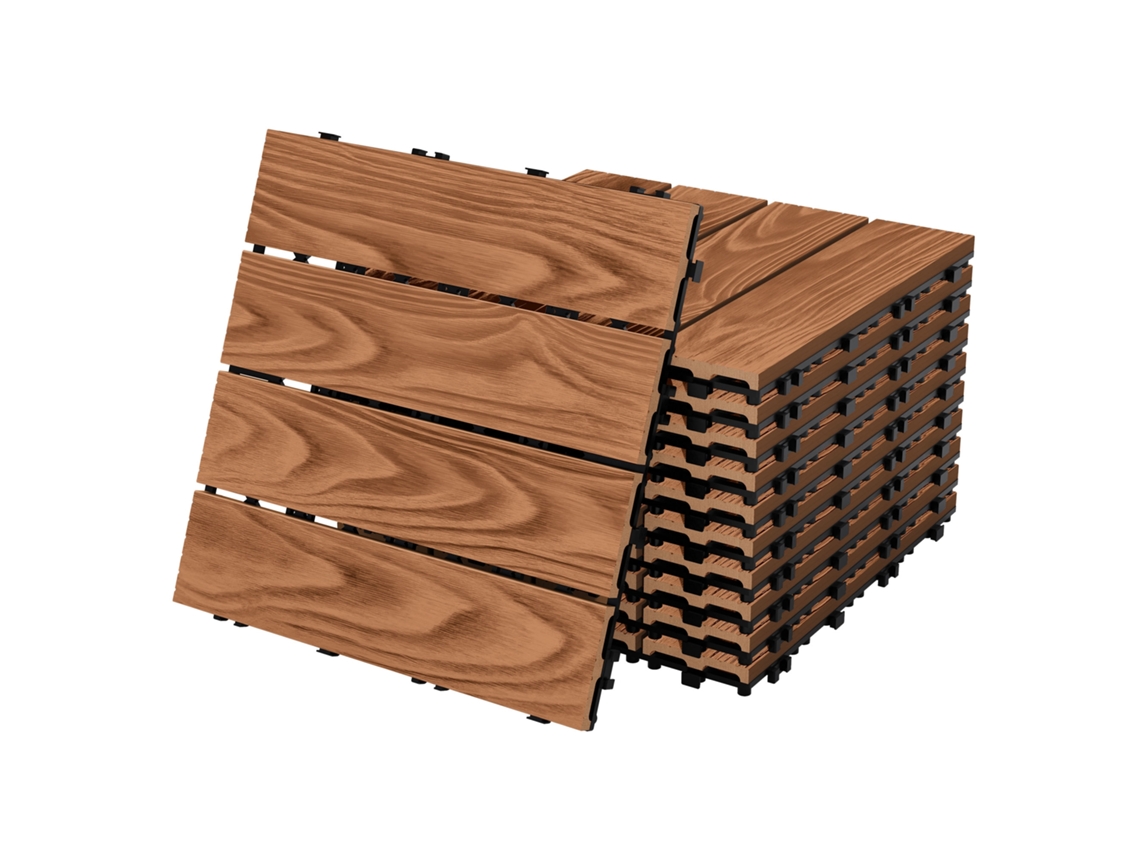 Baldosas Para Exterior Ml-design Wpc Marrón Claro Sistema Clic 30x30 Cm 22 Piezas 2m²