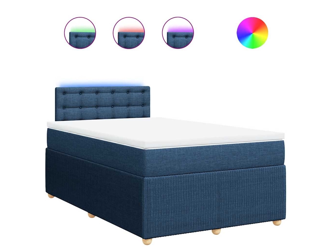 Maison Exclusive - Cama Box Spring Con Colchón Tela Azul 120x200 Cm