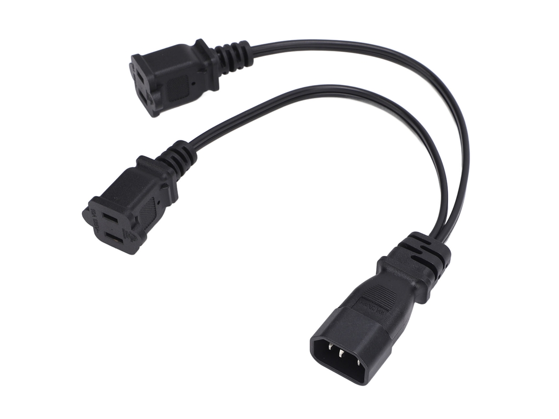 Cable Divisor En Y De Pvc De 30 Cm, Conector Iec320 C14 Macho A 2 Conectores Nema 1 15r Hembra.