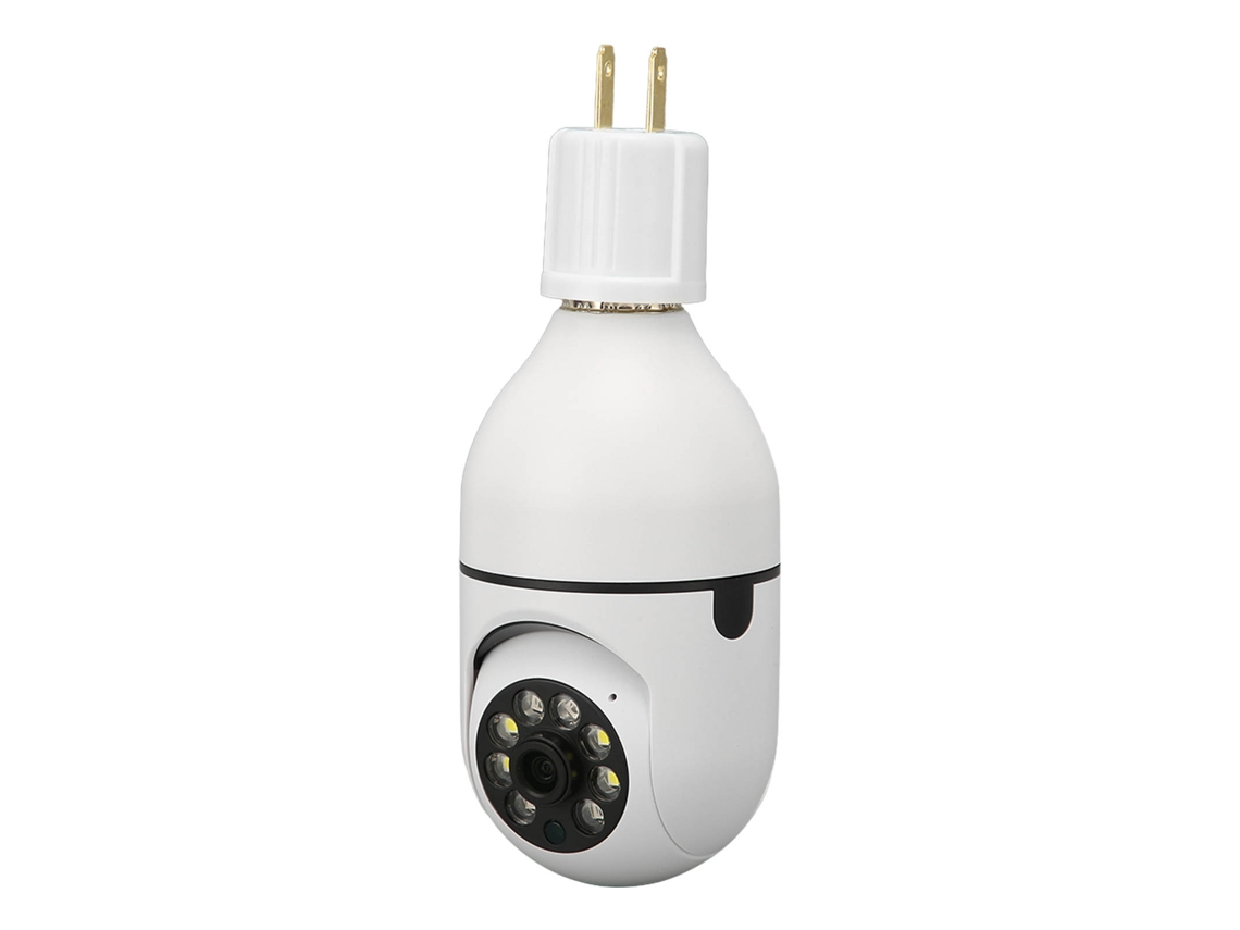 Cámara de seguridad doméstica Wi-Fi de 360° y 1080p con visión nocturna y detección de movimiento.