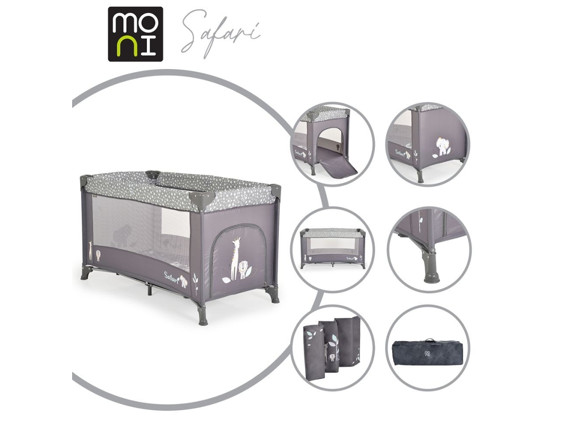 Cuna de Viaje SAFARI de MONI Graphite