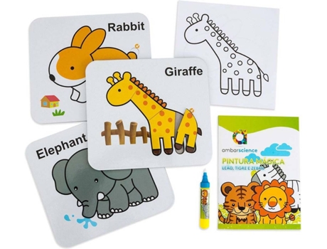Juego Criativo AMBARSCIENCE Pintura Mágica - Elefante, Jirafa y Conejo (Edad Minima: 3 años)