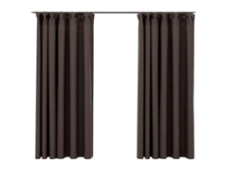 Maison Exclusive - Cortinas Opacas Ganchos Look De Lino 2 Pzs Gris Taupe 140x175cm