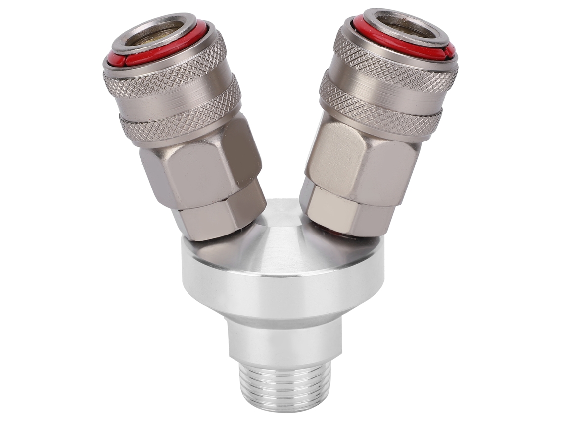 Conector De 2 Vías Acoplador Rápido De Acero Carbono Con Rosca G1/2 Galvanizado Cromo Componente Neumático