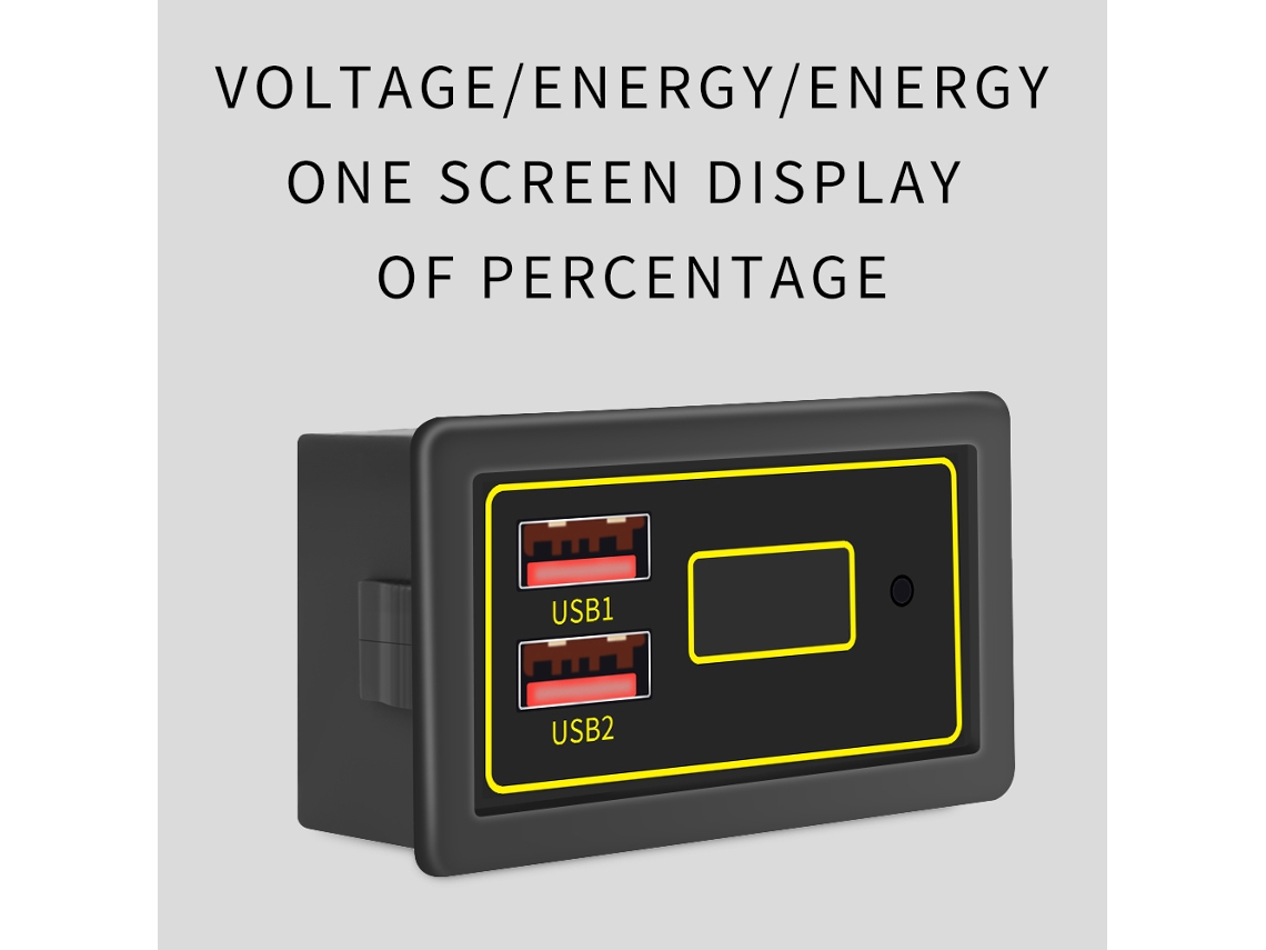 Indicador De Voltaje Y Estado De La Batería Del Coche Con Interfaz Usb Dual. Compatible Con Los Principales Protocolos De Carga Rápida.
