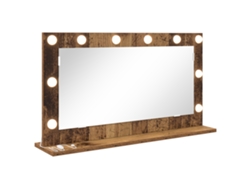 Espejo de tocador Vidaxl de madera antigua con luces LED, color marrón (80 x 45 x 18 cm)