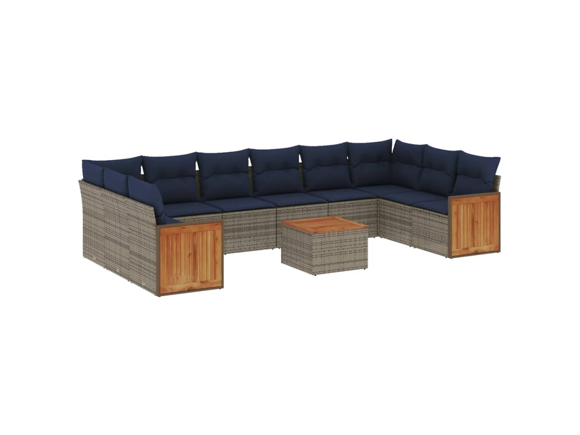Maison Exclusive - Conjunto De Sofá De Jardín De 11 Piezas Con Cojines, Poliratán Gris