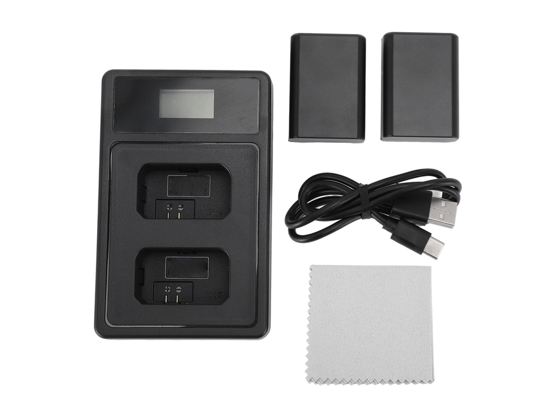 Batería Np Fw50 De 7,2 V Y 1850 Mah Con Base De Carga Usb Con Led Dual Para Cámaras Zve10, Ilce 5000, 6500, 7m2, Nex C3 Y 5t.