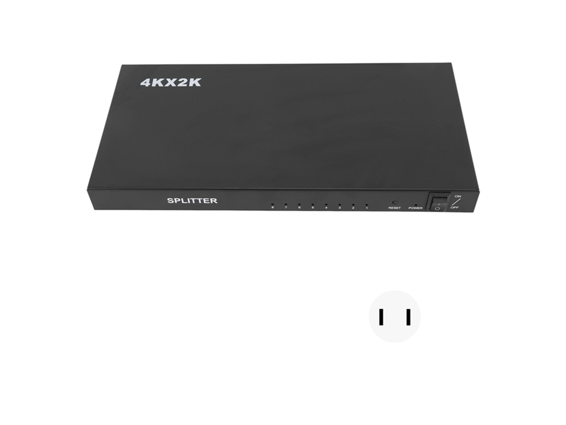 Divisor De Audio Y Vídeo 4k Hd Con 1 Entrada Y 8 Salidas Para Dvd, Decodificadores, Consolas De Videojuegos Y Distribuidores De Señal.